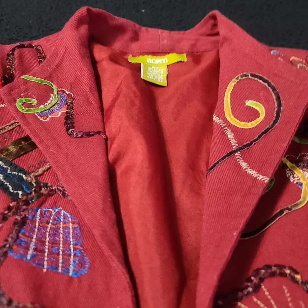Acorn Womens Jacket Multicolor Size XL 100% Polyester Long Sleeve Open Beaded